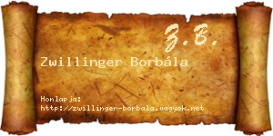 Zwillinger Borbála névjegykártya
